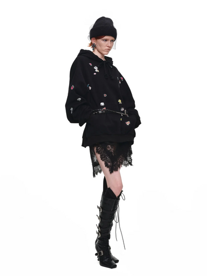 Brushed Oversized Graphic Hoodie