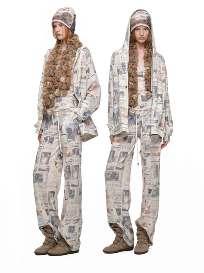 Waffle Print Hooded Set