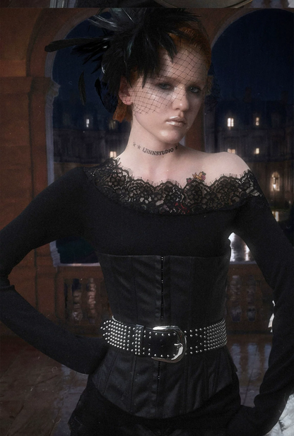 Acetate Cashmere Lace Knit Top