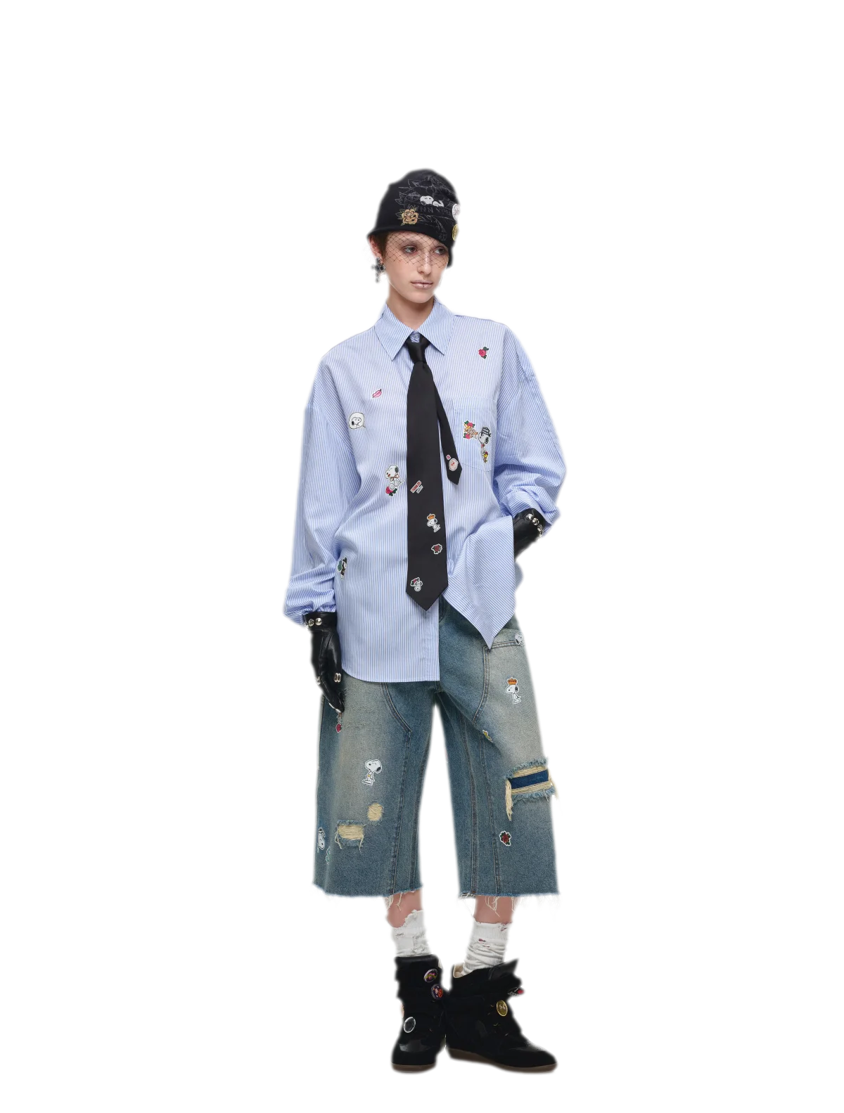 Oversized Striped Graphic Shirt