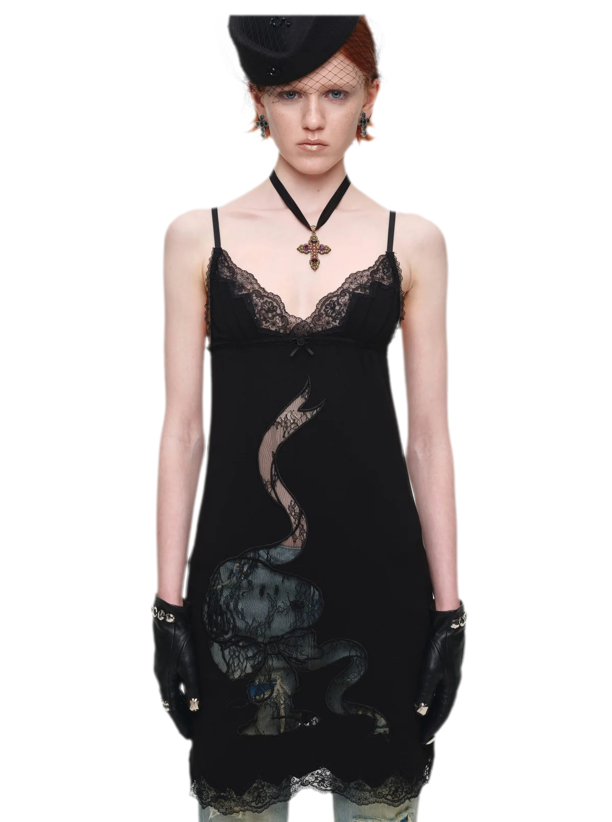 Lace Appliqué Fitted Slip Dress