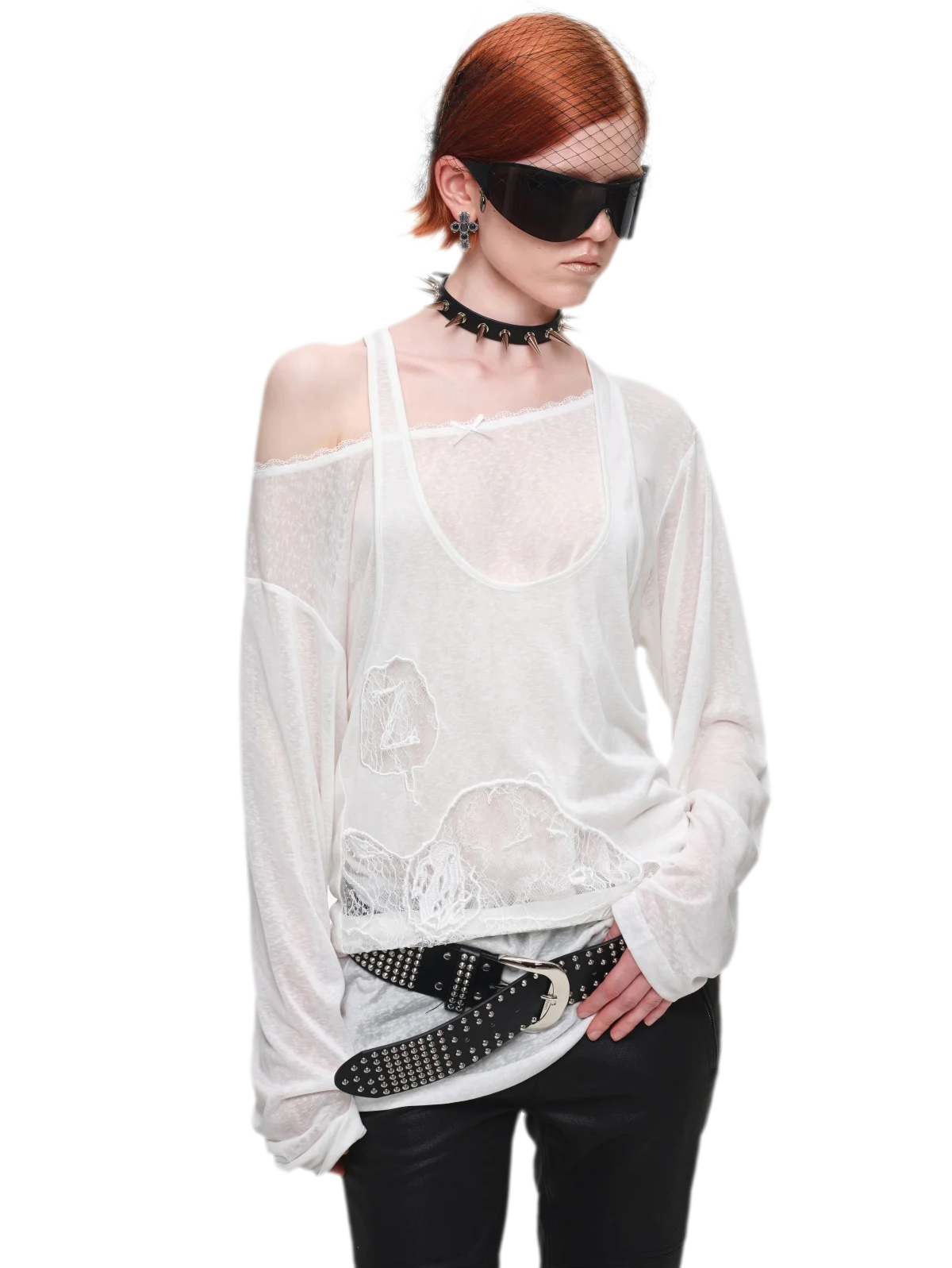 Lace Appliqué Layered Long-Sleeve T-Shirt