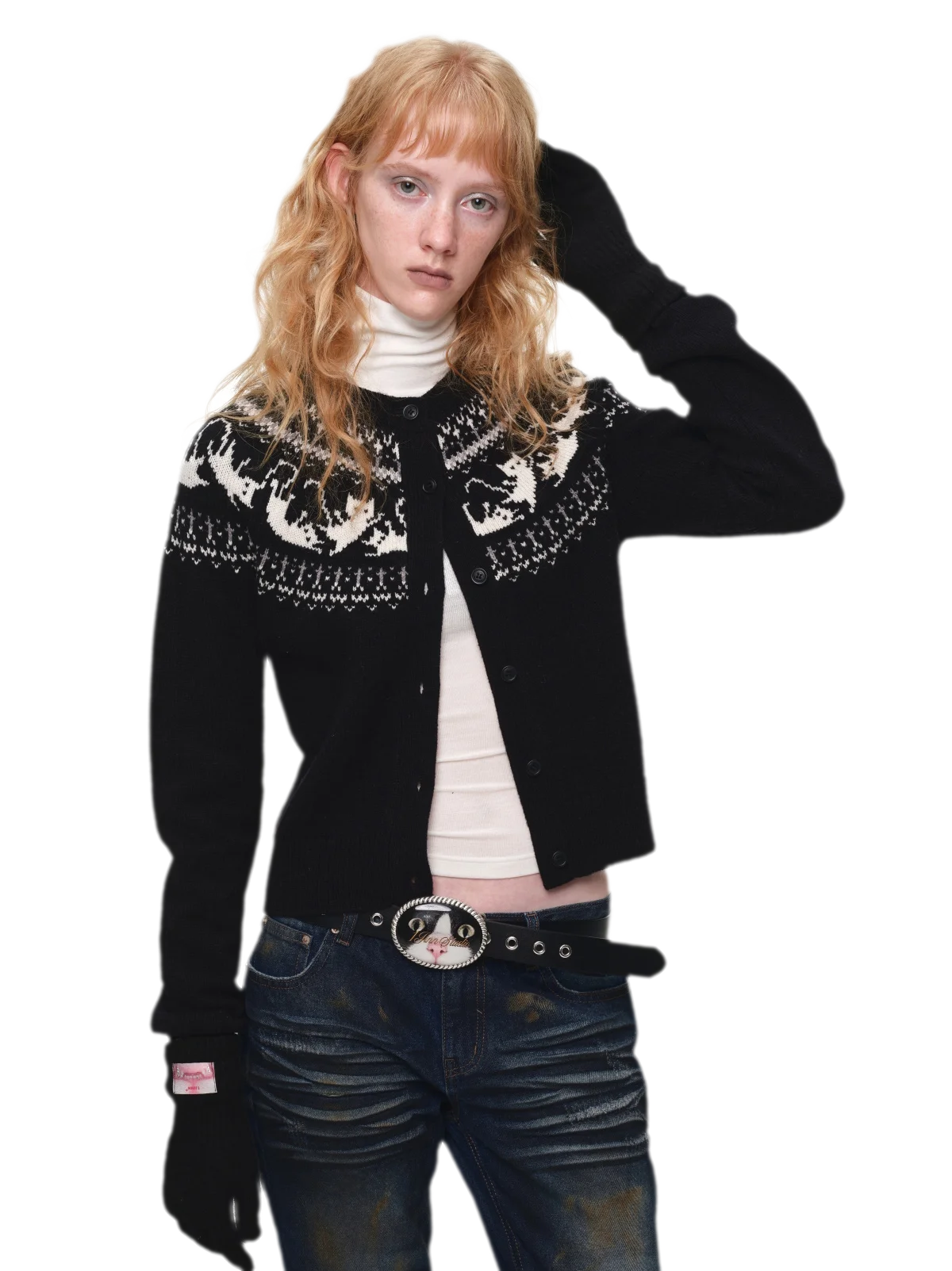 Gilet à motif chat Fair Isle