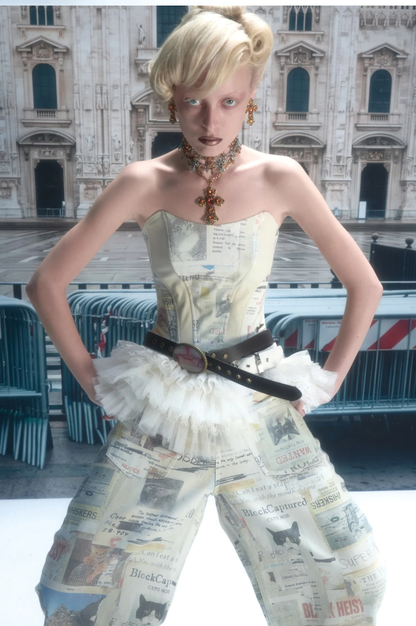 Pantalon en toile imprimé à jambes larges