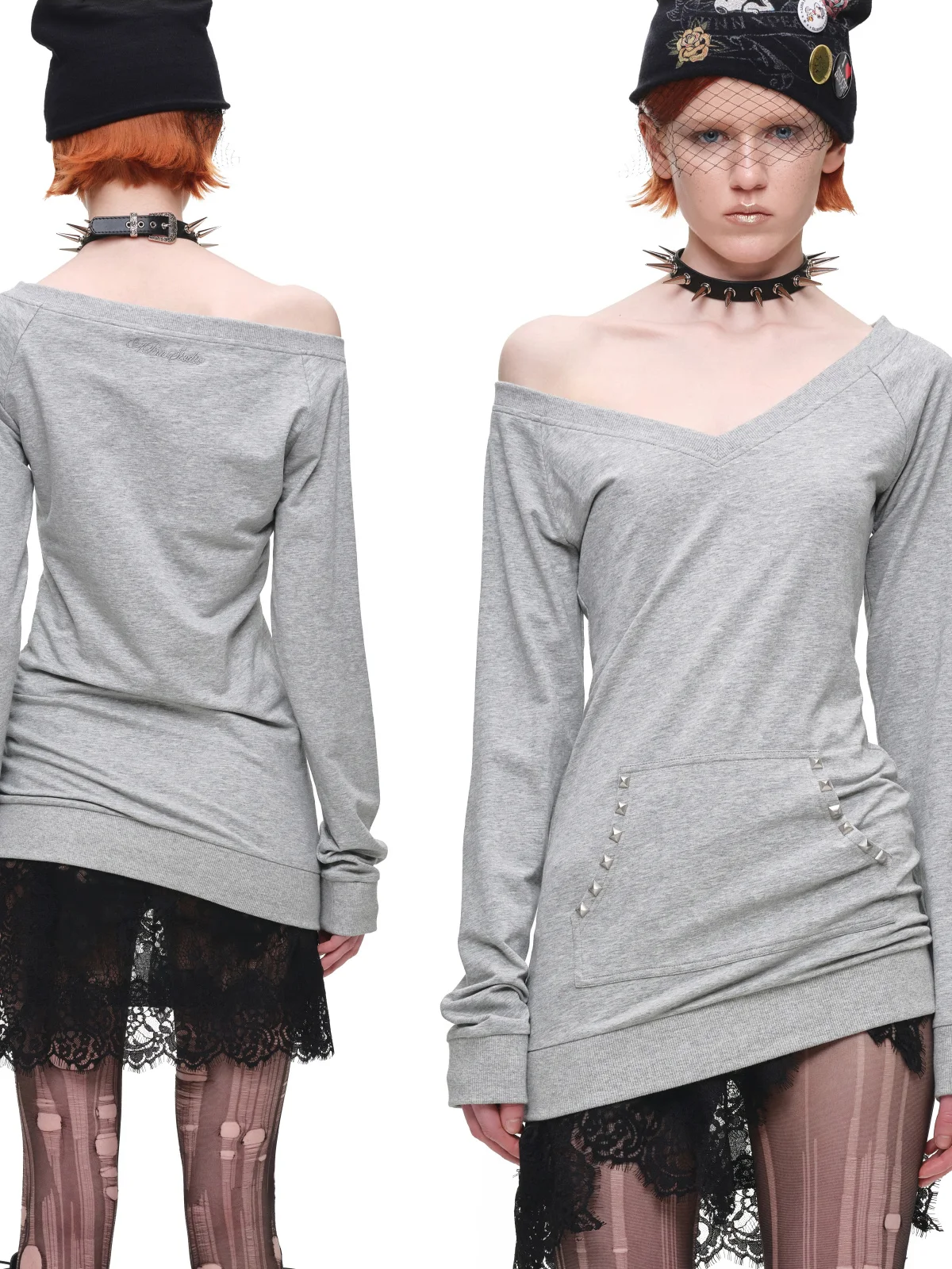 Studded Fitted Sweatshirt Dress