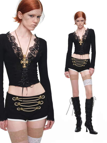 Metal Button Suit Shorts