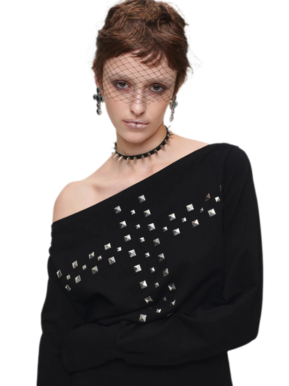 Hand-Embellished One-Shoulder Fitted Dress