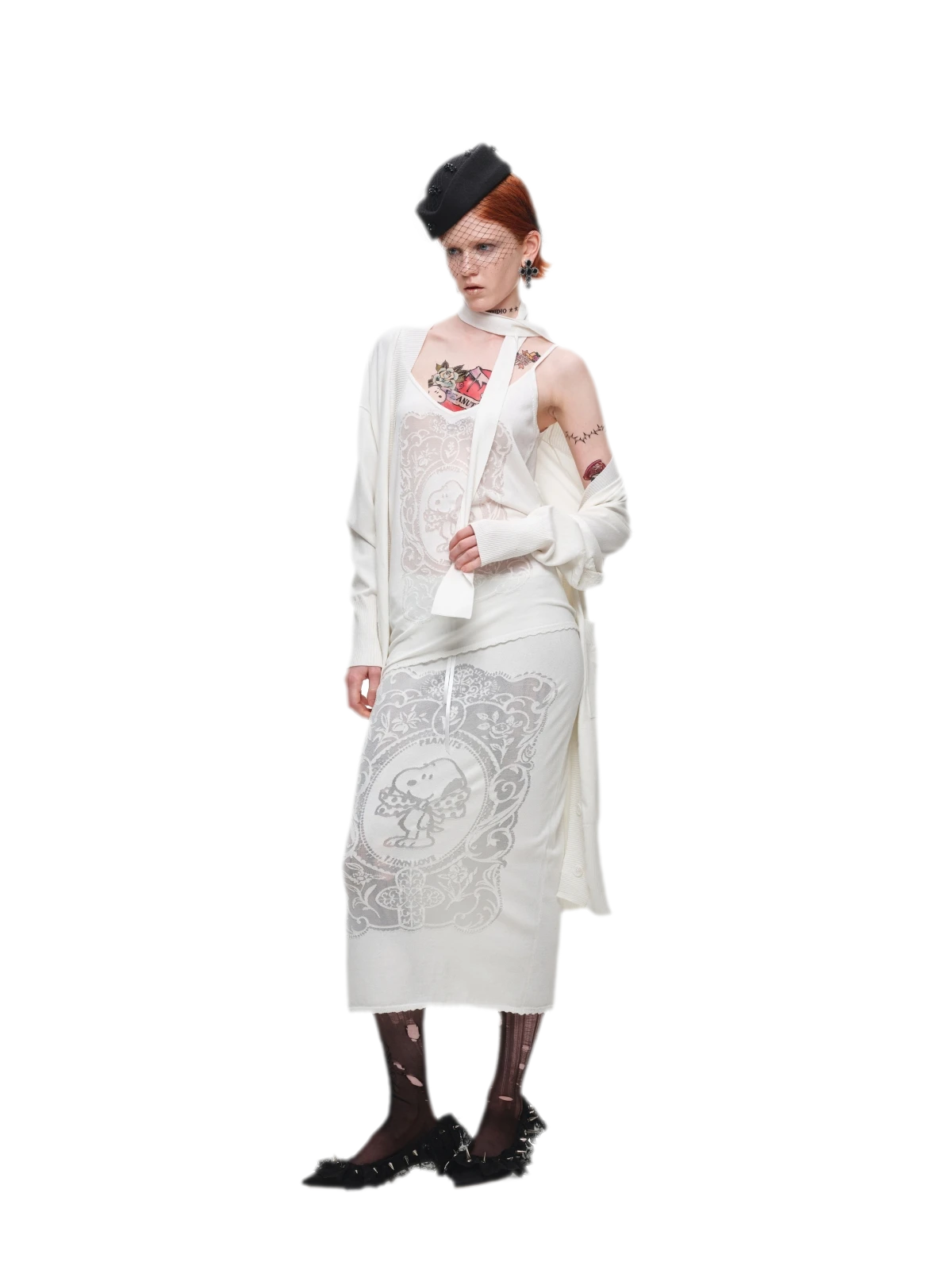 Burnout Graphic Midi Knit Skirt