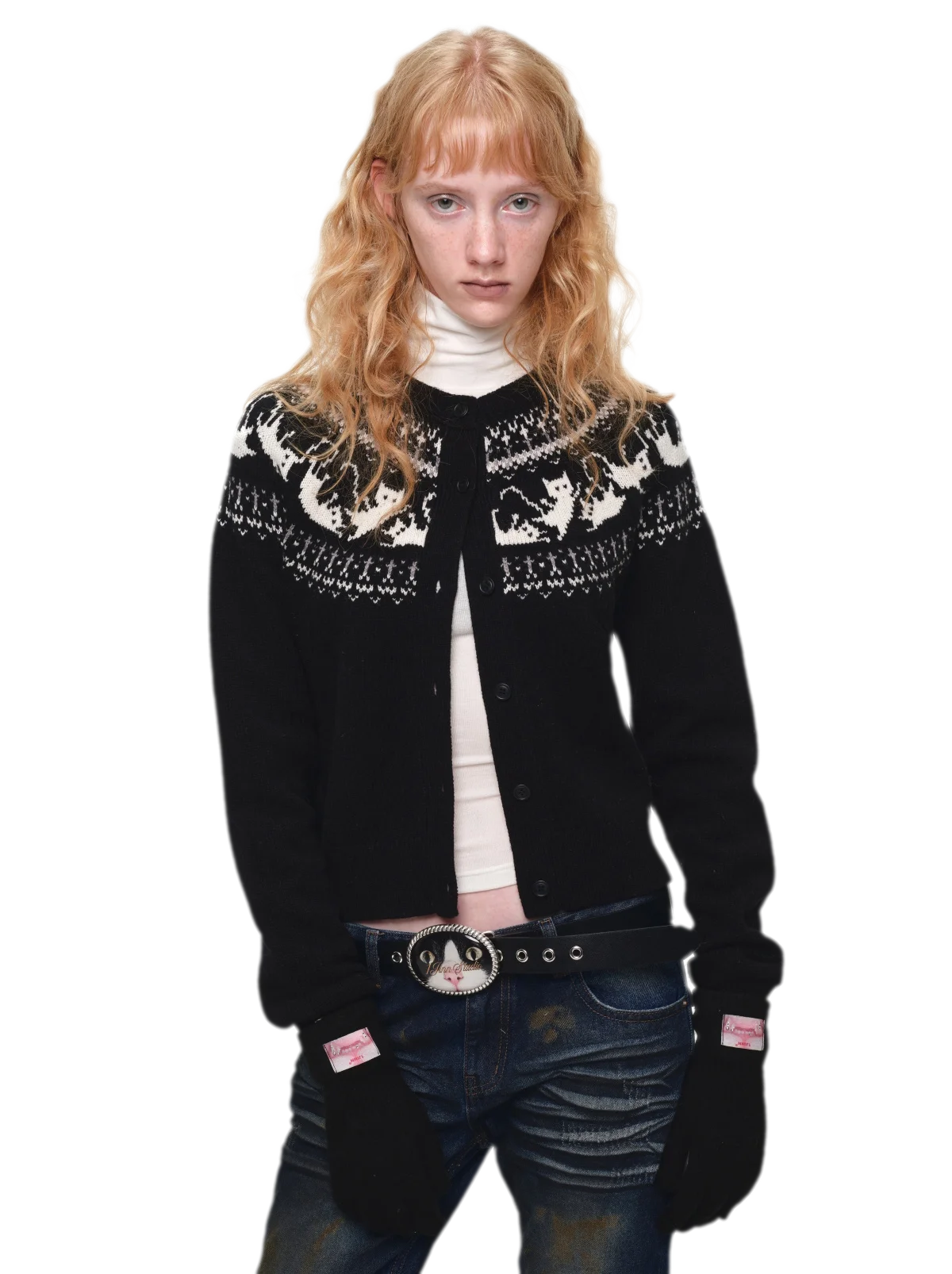 Gilet à motif chat Fair Isle