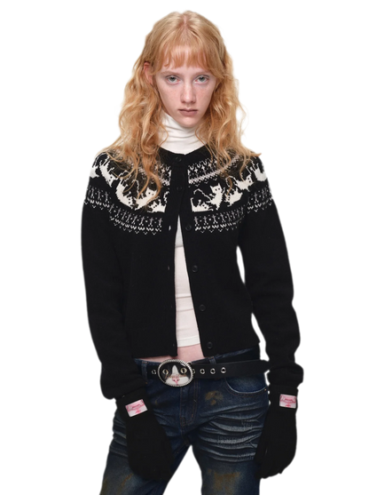 Gilet à motif chat Fair Isle
