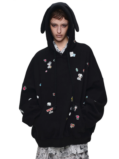 Brushed Oversized Graphic Hoodie