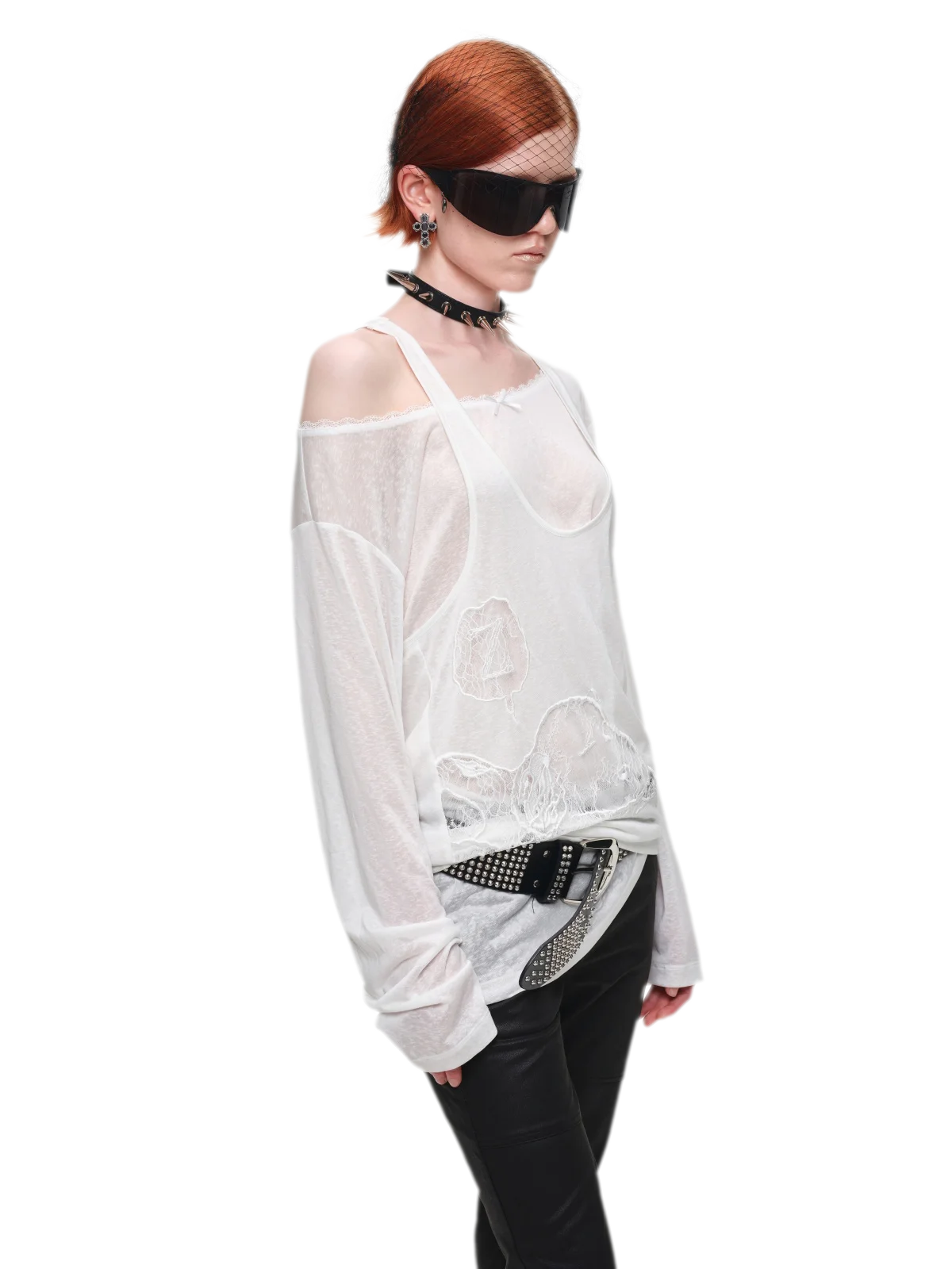 Lace Appliqué Layered Long-Sleeve T-Shirt