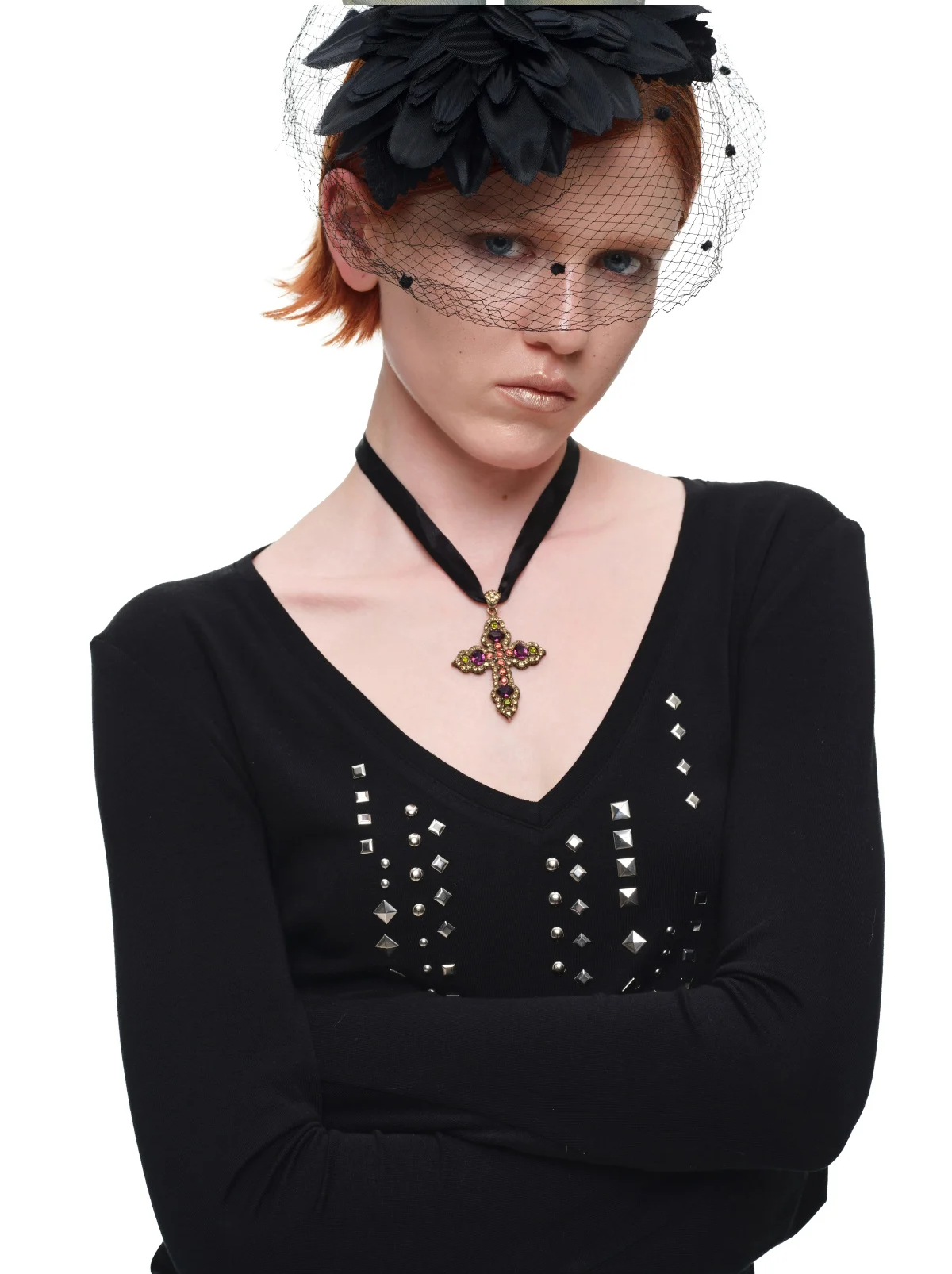Rhinestone Fitted Knit Top