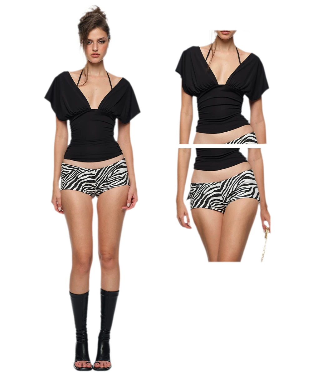 Deep V Ruched Top