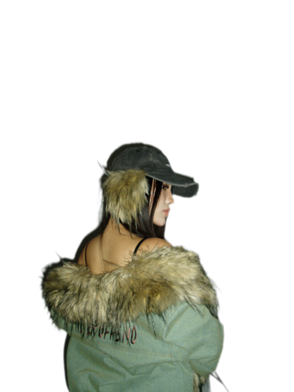 Distressed Faux Fur Cap