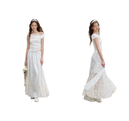 Asymmetric Lace Short Sleeve T-Shirt
