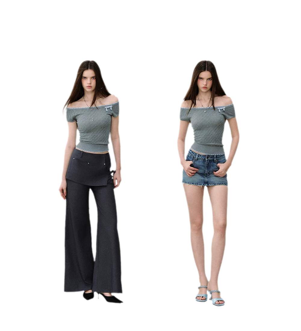 Off-Shoulder Knit Tee