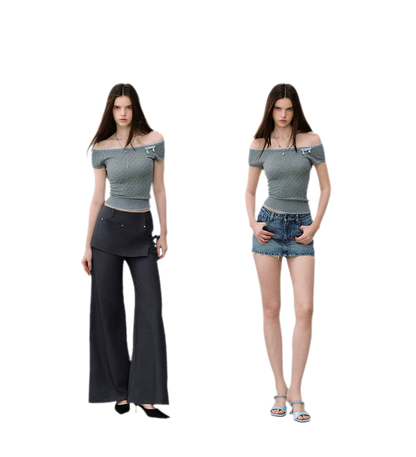 Off-Shoulder Knit Tee