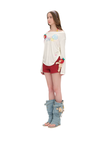 Denim Bear Platform Sandals