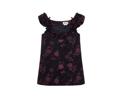 Floral Jacquard Ruffle Mini Dress