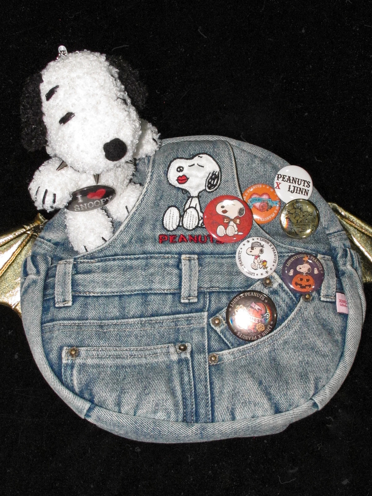 Washed Denim Embroidered Backpack