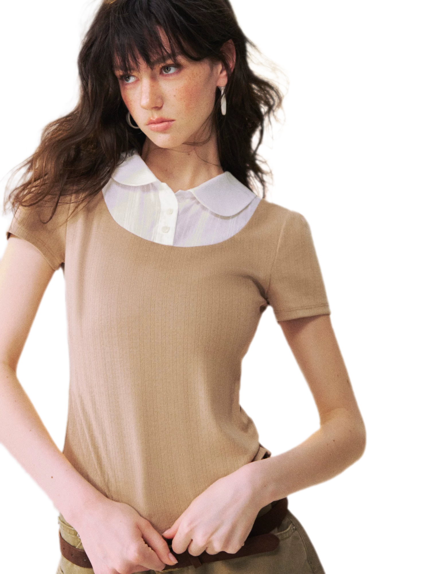 Faux Layered Collar T-Shirt