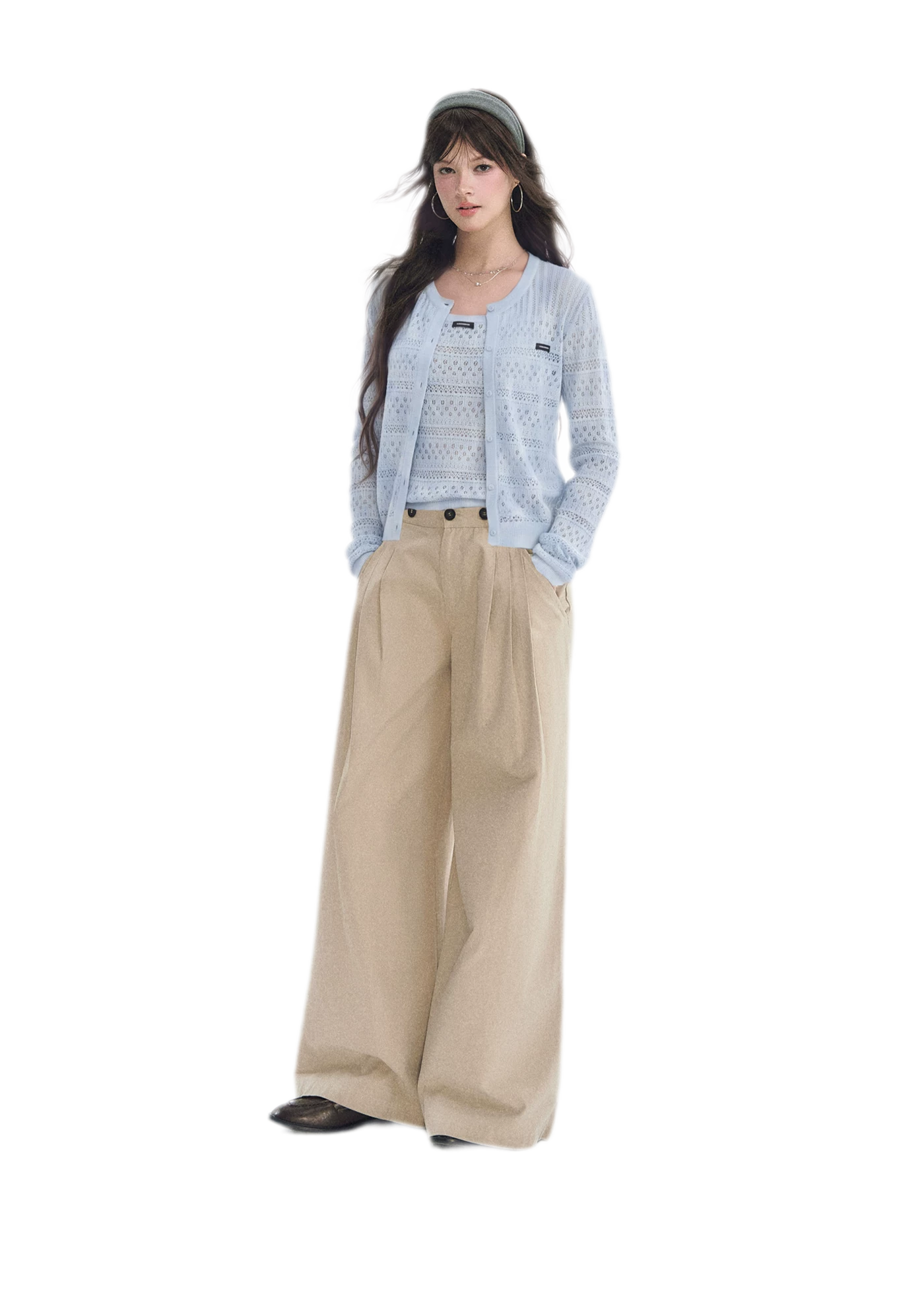 Openwork Cropped Knit Set