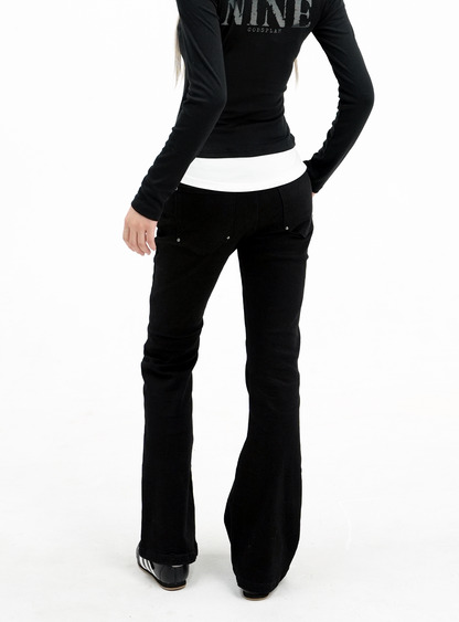 Rivet Flare Graphic Jeans