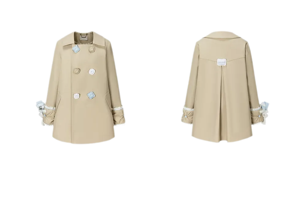 Textured Cotton Double-Breasted Trench Dress