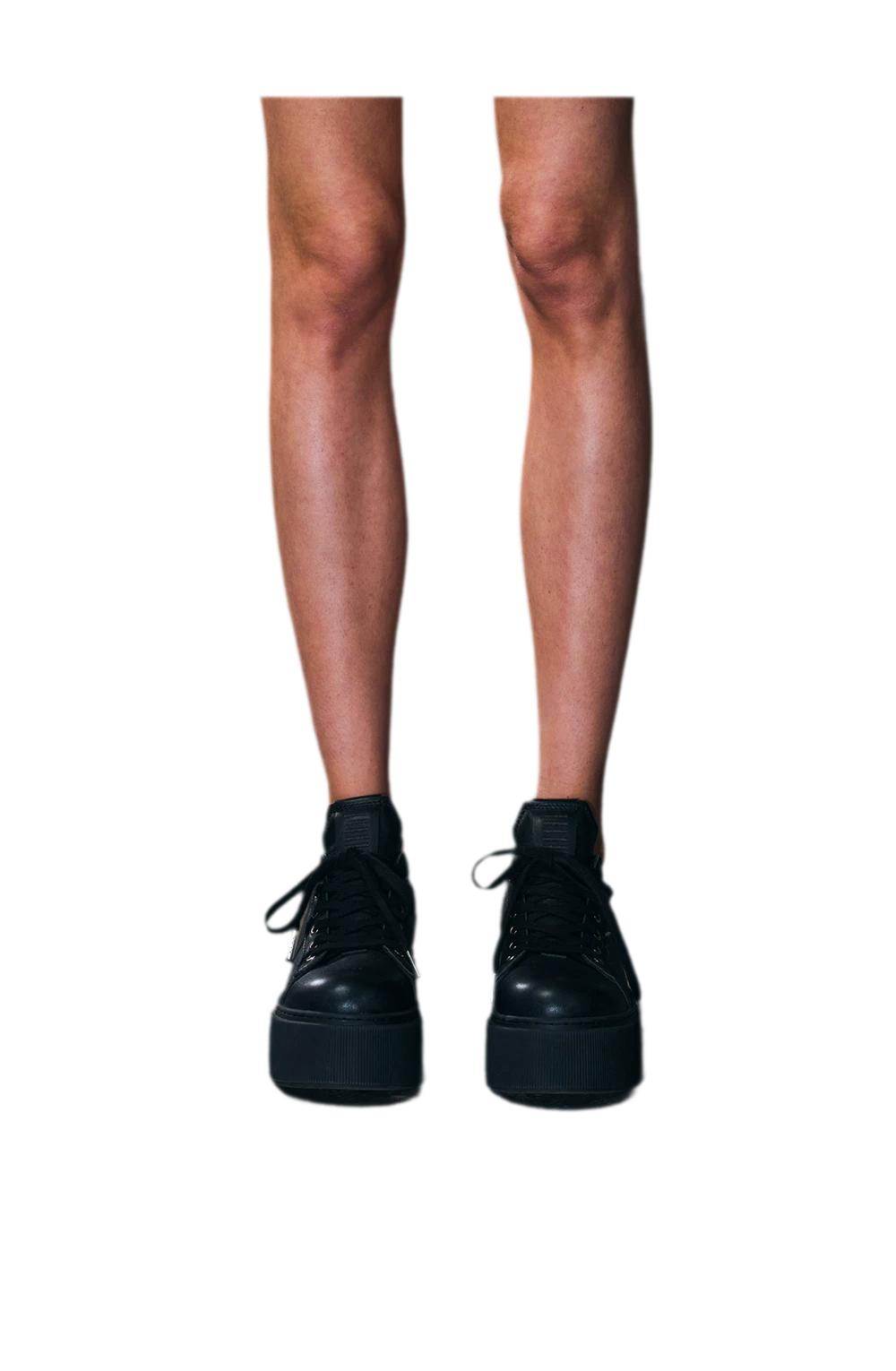 Sculptural Leather Thick-Soled Sneakers