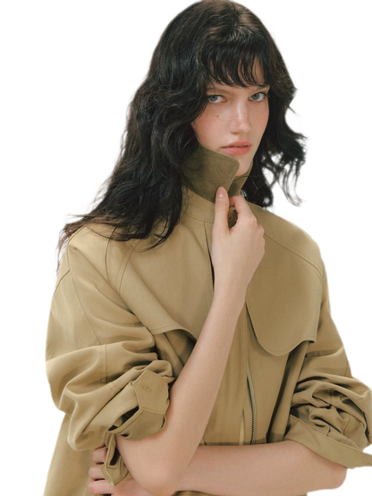 Pleated Collar Utility Jacket