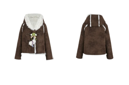 Veste courte réversible en fausse fourrure