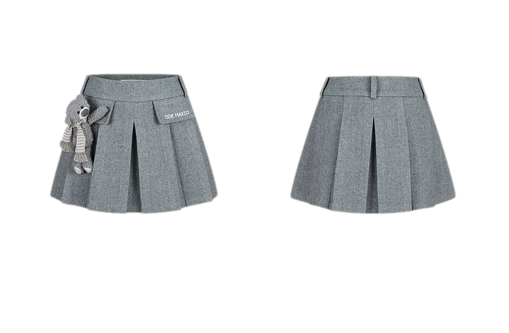 Geruite geplooide minirok van wol