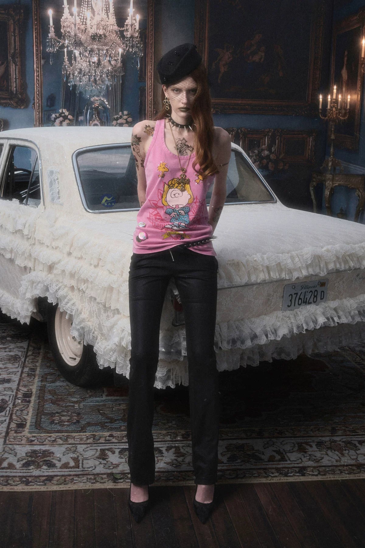 Washed Leather-Look Slim Pants