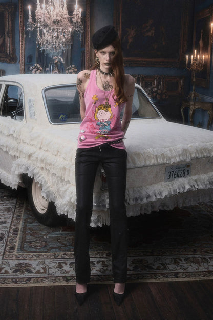 Washed Leather-Look Slim Pants