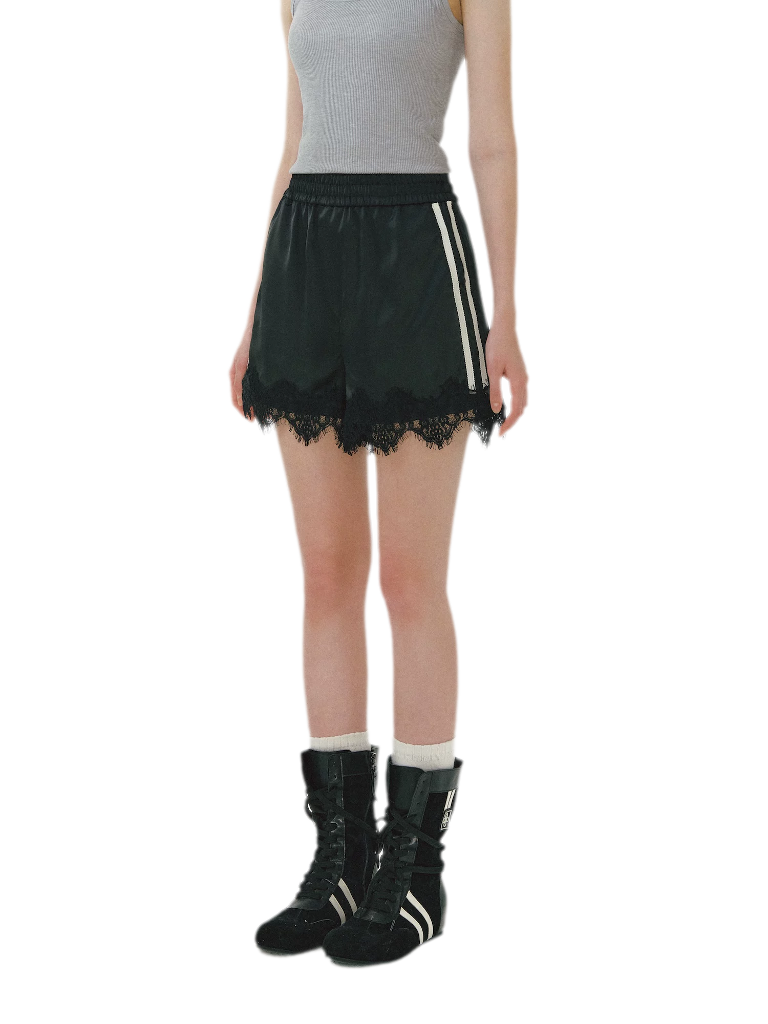 Lace Trim Satin Shorts