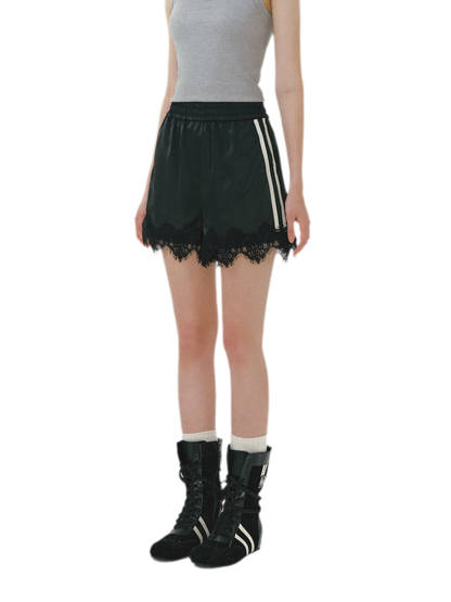 Lace Trim Satin Shorts