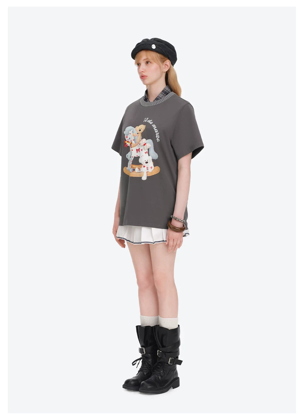 Loose Cotton T-shirt with Rocking