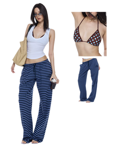 Striped Relaxed Wide-Leg Pants