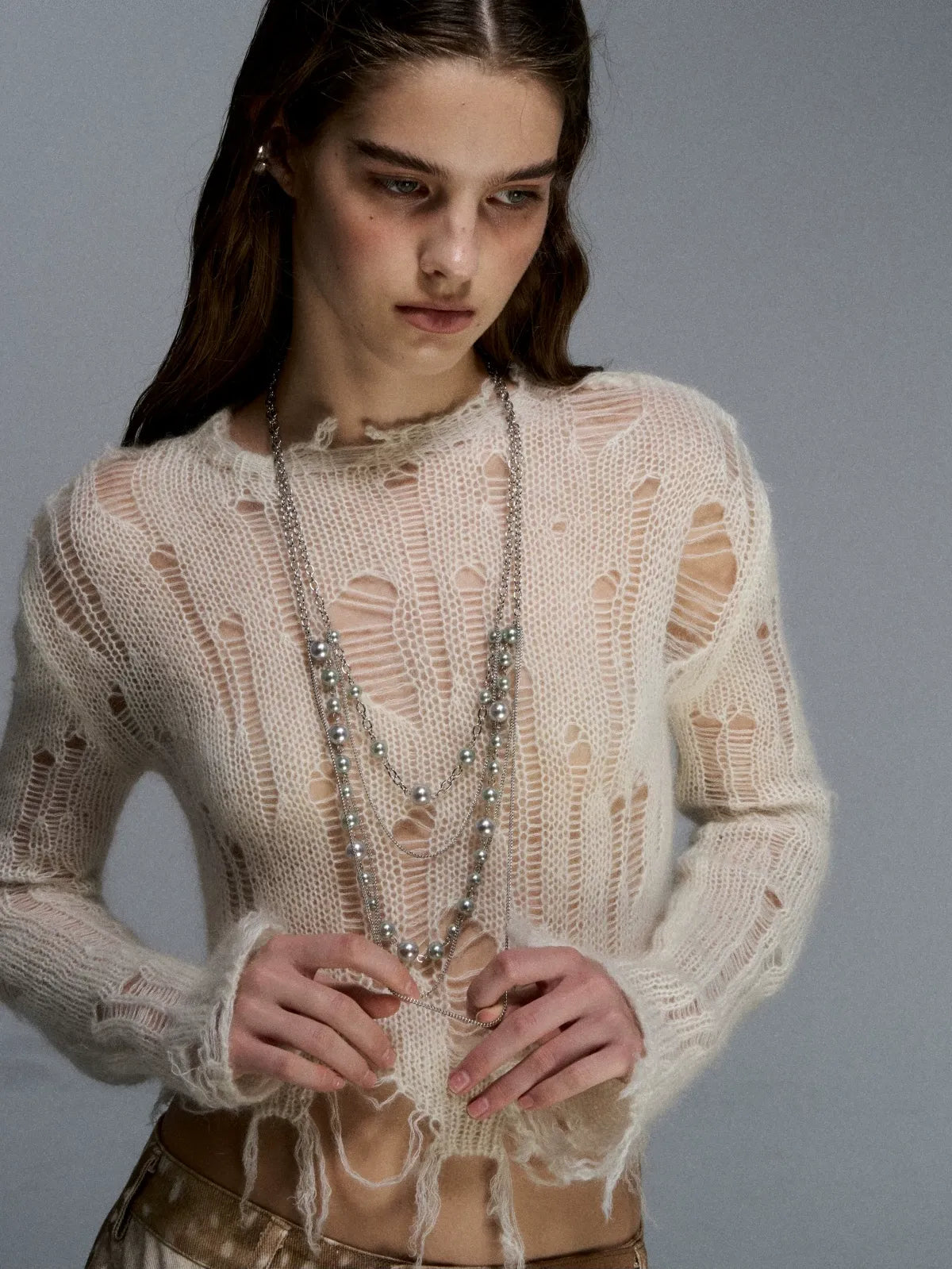 Silver Pearl Layered Necklace