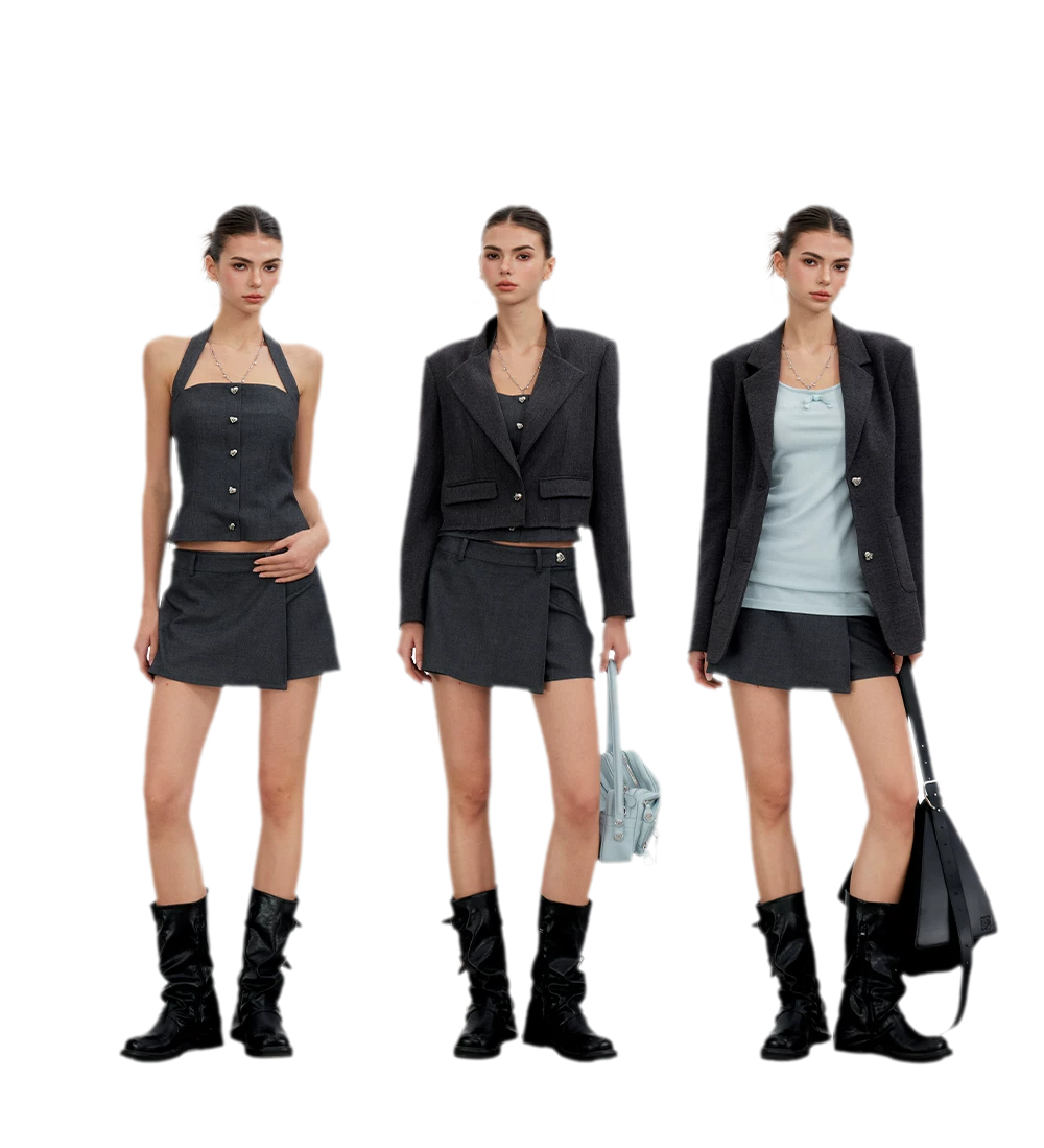 Tailored Irregular Faux Two-Piece Skort