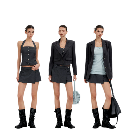 Tailored Irregular Faux Two-Piece Skort