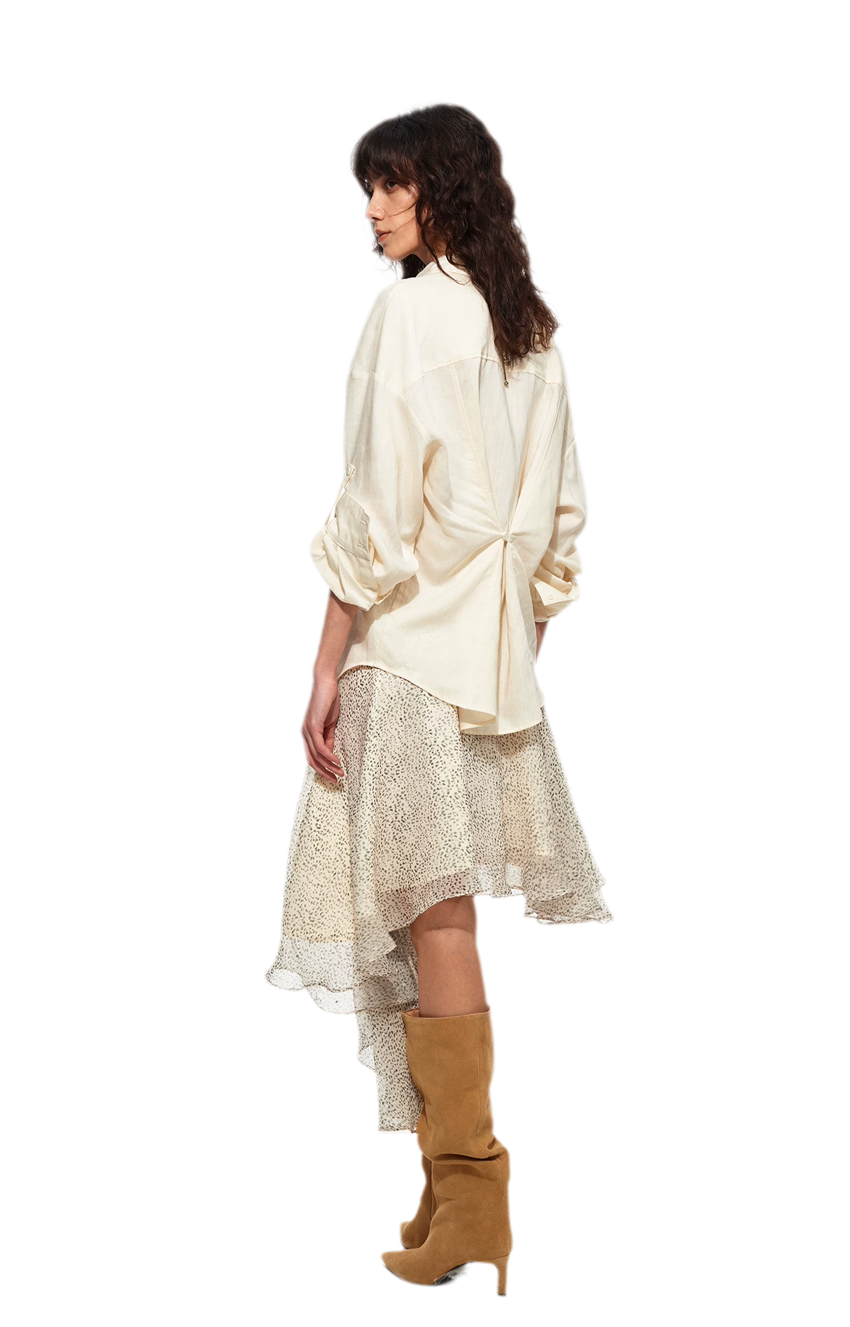 Asymmetric Chiffon Midi Skirt