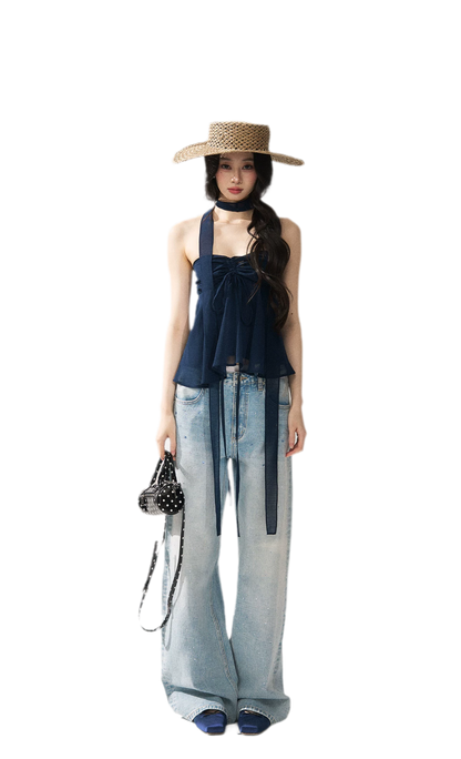 Halter Ruched Bustier Top