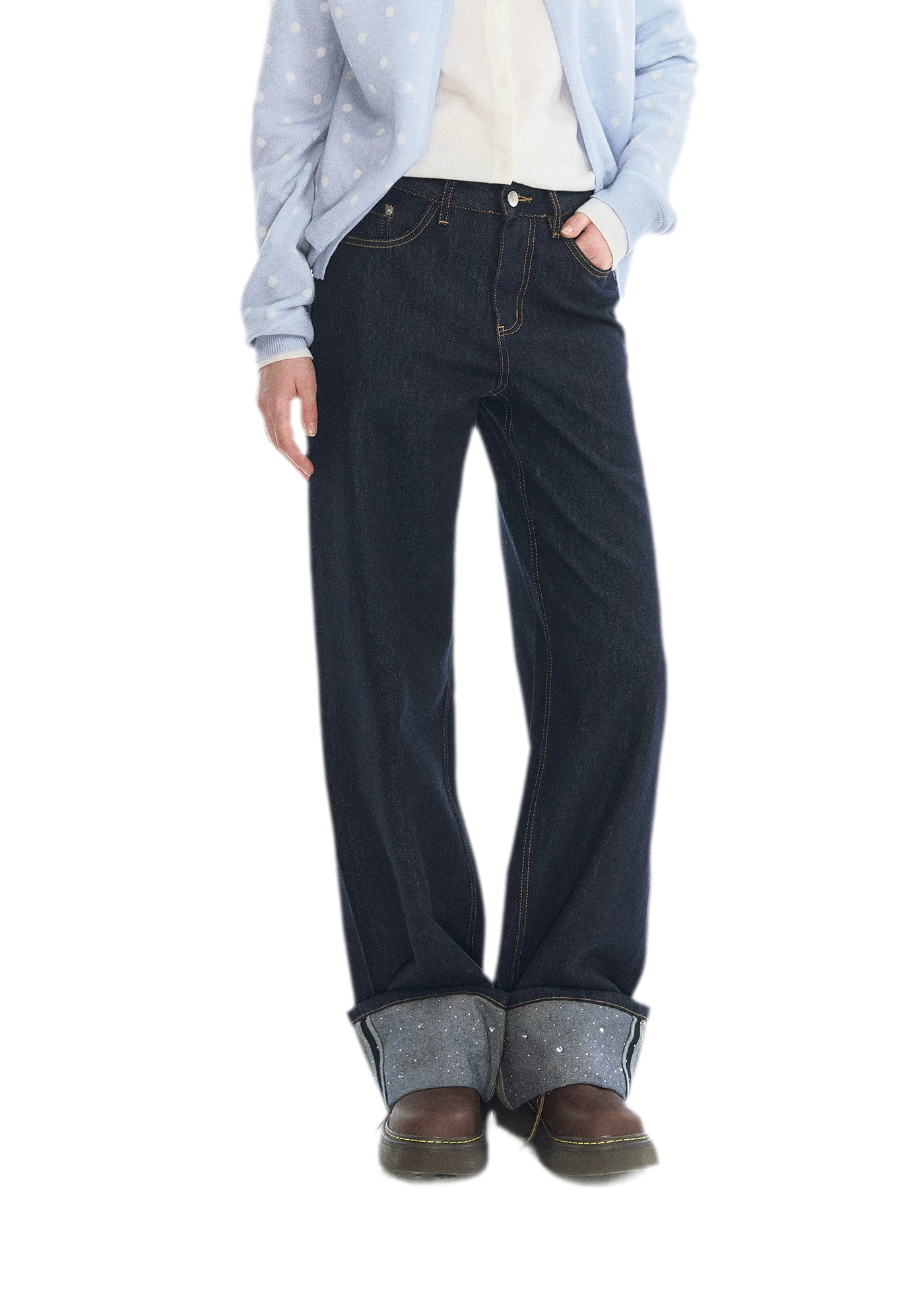 Studded Cropped Denim Set