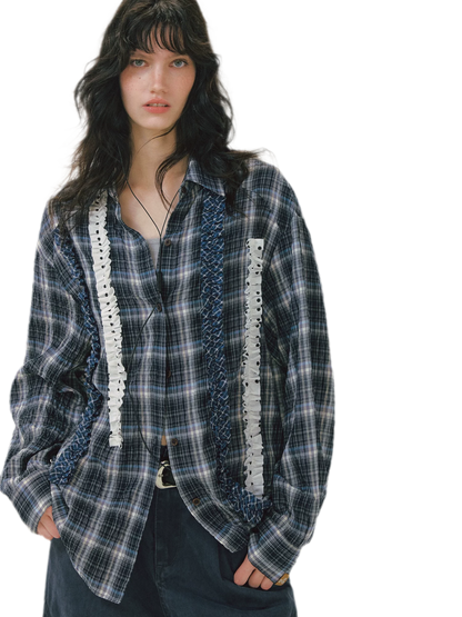 Vintage Pleated Plaid Shirt