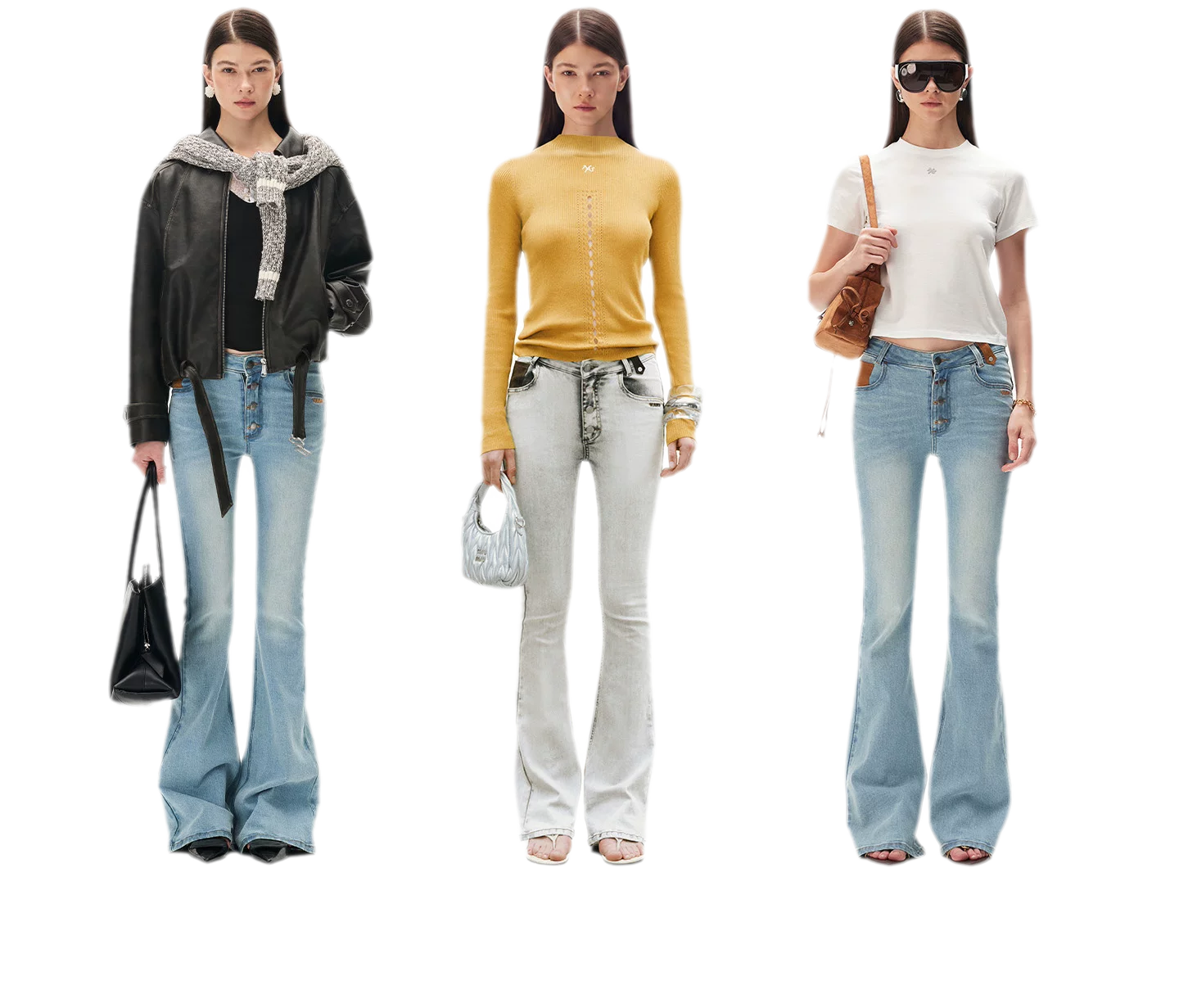 Contrast Wash Slim Flare Jeans