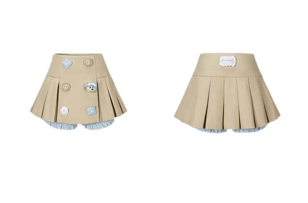 Bear Pleated Cotton Skort