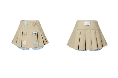 Bear Pleated Cotton Skort
