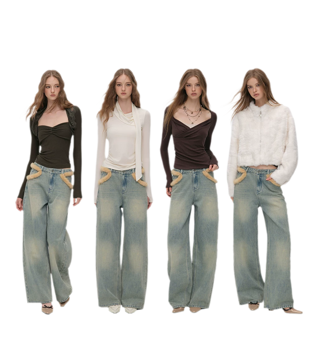 Vintage Washed Wide-Leg Jeans